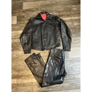 60’s Rare Parr of Arizona Biker Vintage Jacket Size M Matching Leather Pants 33